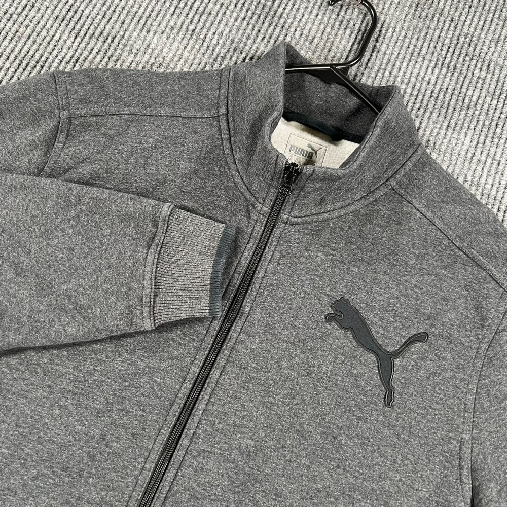 Puma Sweatshirt Mens XL Extra‎ Large Gray Long Sleeve Full Zip Mock Neck Casual